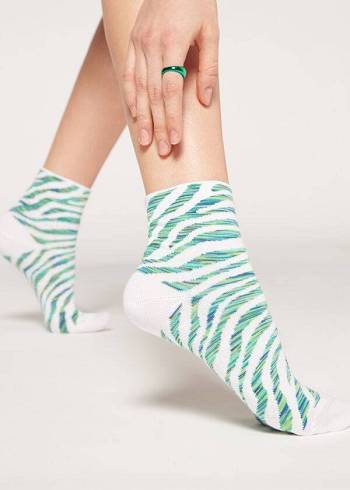 Calcetines Calzedonia Animal Patterned Corta Mujer Verde | CO1861KI