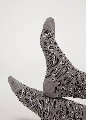 Calcetines Calzedonia Animal Print Corta Mujer Gris | CO1857FM