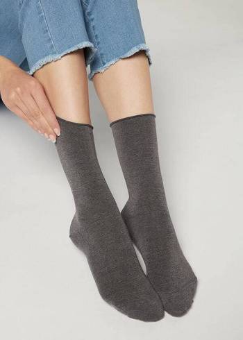 Calcetines Calzedonia Ankle with Cashmere Corta Mujer Gris | CO1845WY