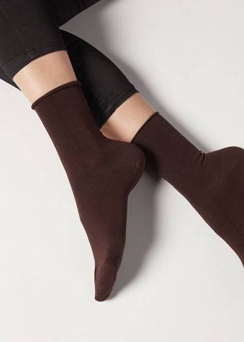 Calcetines Calzedonia Ankle with Cashmere Corta Mujer Marrones | CO1851IS