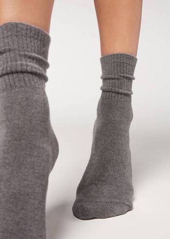 Calcetines Calzedonia Cashmere Deporte Corta Mujer Gris | CO1831FM