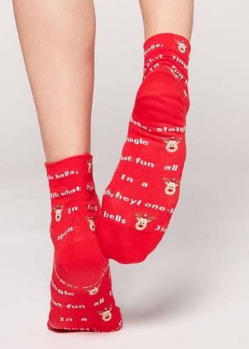 Calcetines Calzedonia Christmas Series Corta Mujer Rojas | CO1821RW