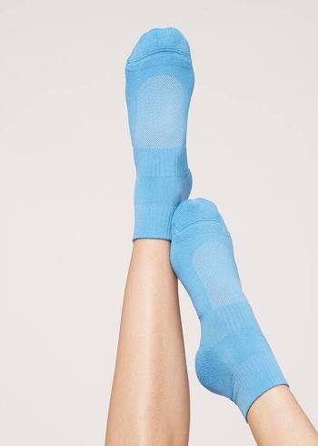 Calcetines Calzedonia Corta Deporte Mujer Azules | CO1671PQ