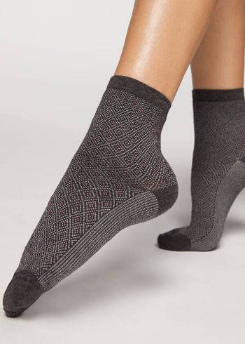 Calcetines Calzedonia Corta Patterned Mujer Gris | CO1683CE