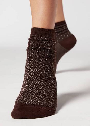 Calcetines Calzedonia Corta Patterned Mujer Marrones | CO1684VD