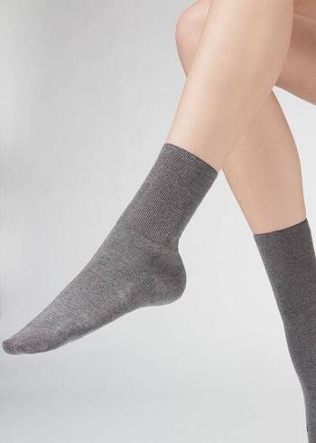 Calcetines Calzedonia Corta in Algodon with Cashmere Mujer Gris | CO1693YU