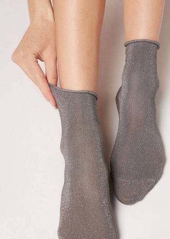 Calcetines Calzedonia Corta with Glitter Mujer Gris | CO1667YU