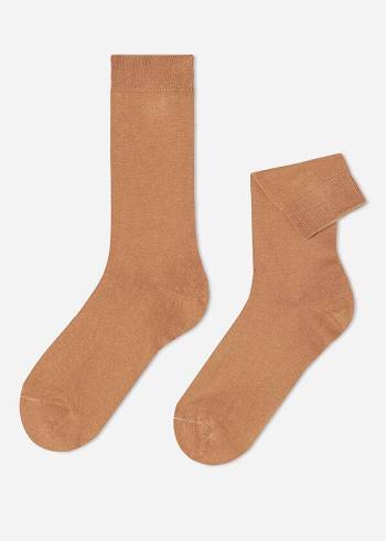 Calcetines Calzedonia Crew with Cashmere Hombre Marrones | CO1392JJ