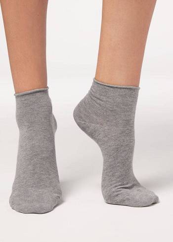 Calcetines Calzedonia Cuffless Corta in Algodon rosa Mujer Gris | CO1794EX