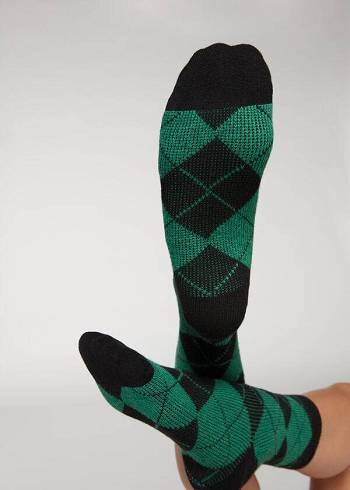 Calcetines Calzedonia Diamond-Pattern Cashmere Corta Mujer Negras Verde | CO1786XF