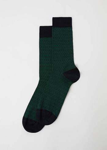 Calcetines Calzedonia Geometric Design Crew Hombre Verde | CO1341KI