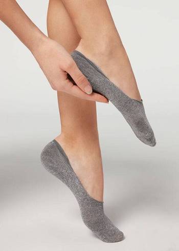 Calcetines Calzedonia Glitter Algodon Invisible Mujer Gris | CO1982OR