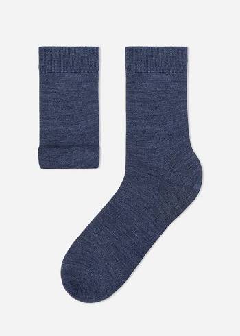 Calcetines Calzedonia Lana and Algodon Crew Hombre Azul Marino | CO1358OR