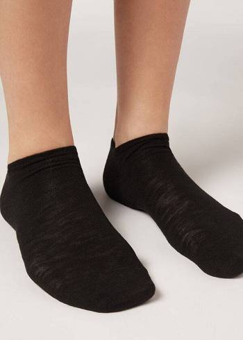 Calcetines Calzedonia Linen and Viscose No-show Mujer Negras | CO1895MA