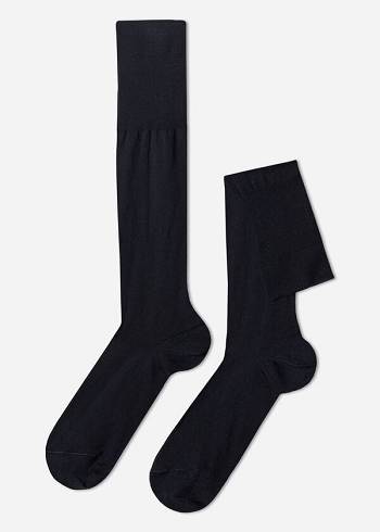 Calcetines Calzedonia Lisle Thread Long Hombre Azules | CO1425BC