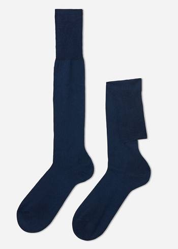 Calcetines Calzedonia Lisle Thread Long Hombre Azul Marino | CO1426NB