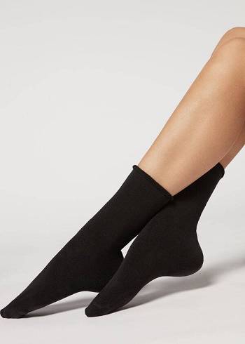 Calcetines Calzedonia Long Thermal Algodon Mujer Negras | CO1943CE