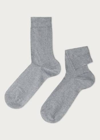 Calcetines Calzedonia Stretch Algodon Crew Hombre Gris | CO1354TV