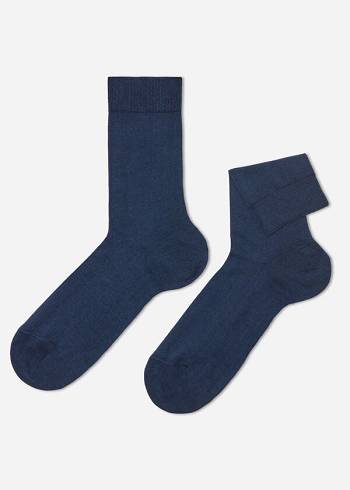 Calcetines Calzedonia Stretch Algodon Crew Hombre Azul Marino | CO1355YU