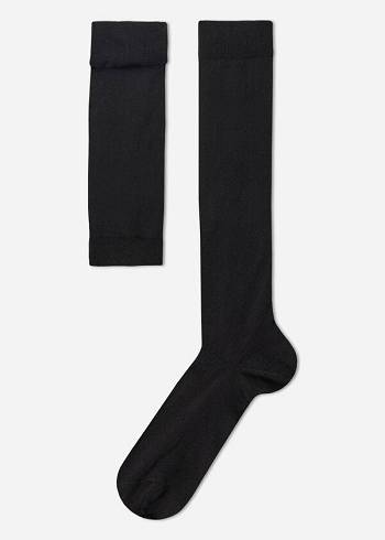 Calcetines Calzedonia Stretch Algodon Long Hombre Negras | CO1417HK