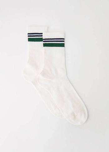 Calcetines Calzedonia Stripe Motif Crew Hombre Blancas | CO1319CE