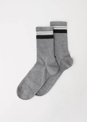 Calcetines Calzedonia Stripe Motif Crew Hombre Gris | CO1320VD