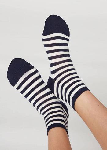 Calcetines Calzedonia Stripe Patterned Corta Mujer Azules | CO1645PQ