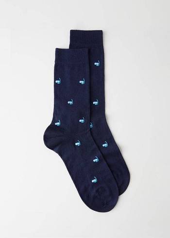 Calcetines Calzedonia Summer Print Crew Hombre Azules | CO1318XF