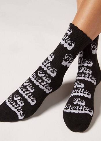 Calcetines Calzedonia The Beatles Glitter Band Corta Mujer Negras | CO1642UT