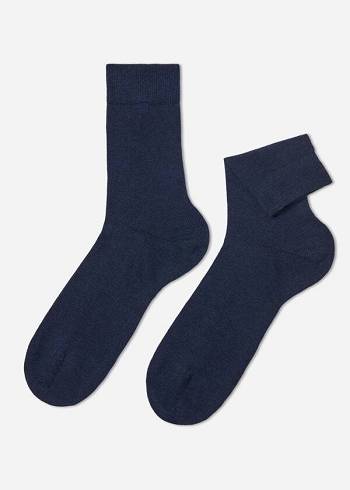 Calcetines Calzedonia Warm Algodon Crew Hombre Azul Marino | CO1351WY