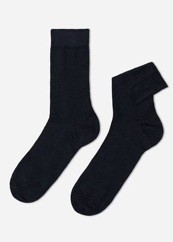 Calcetines Calzedonia Warm Algodon Crew Hombre Azules | CO1366JJ