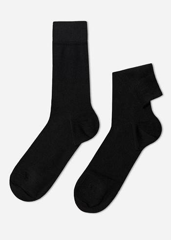 Calcetines Calzedonia Warm Algodon Crew Hombre Negras | CO1367KI