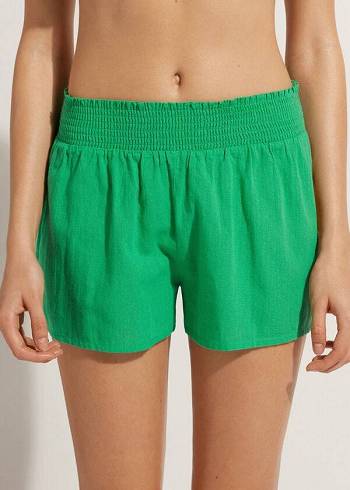 Cubrirlos Calzedonia Algodon Shorts Mujer Verde | CO2065FM