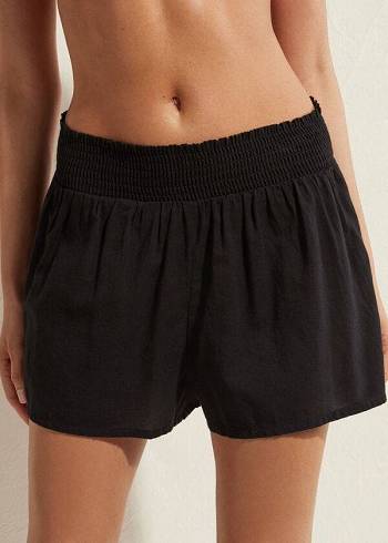 Cubrirlos Calzedonia Algodon Shorts Mujer Negras | CO2066GL