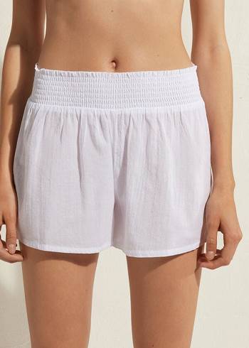 Cubrirlos Calzedonia Algodon Shorts Mujer Blancas | CO2067HK