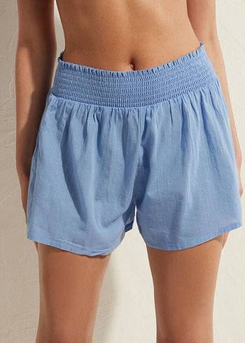 Cubrirlos Calzedonia Algodon Shorts Mujer Azules | CO2073CE