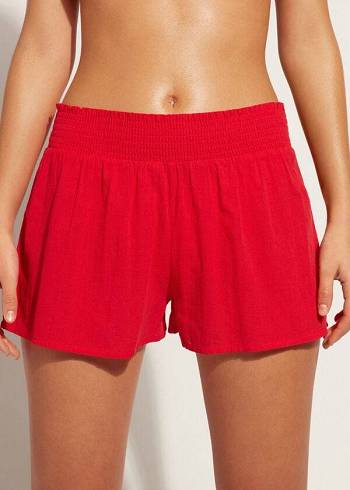 Cubrirlos Calzedonia Algodon Shorts Sexy Mujer Rojas | CO2063SO