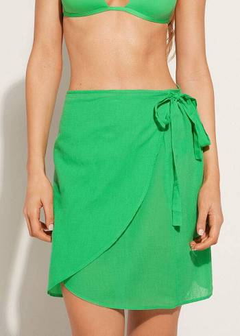 Cubrirlos Calzedonia Corta Wrap Sarong Mujer Verde | CO2049BC