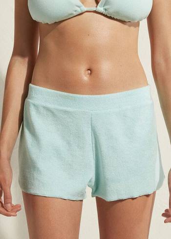 Cubrirlos Calzedonia Terrycloth Shorts Mujer Azules | CO2042JJ