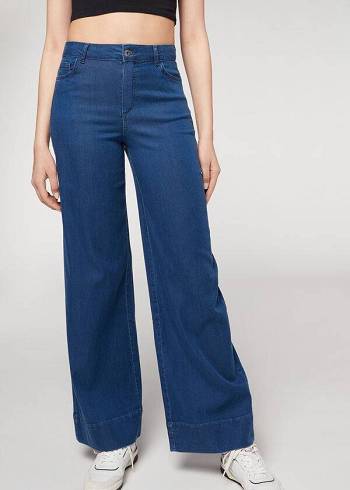 Jeans Calzedonia Eco Palazzo Mujer Azul Marino | CO1604XF