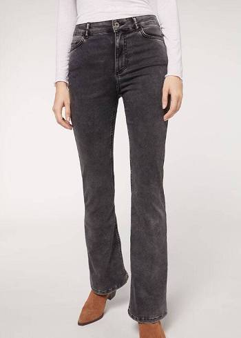 Jeans Calzedonia Flared Mujer Gris | CO1596DN