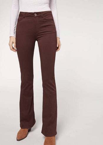 Jeans Calzedonia Flared Mujer Marrones | CO1595SO