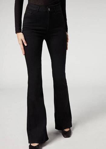 Jeans Calzedonia Flared Mujer Negras | CO1597FM