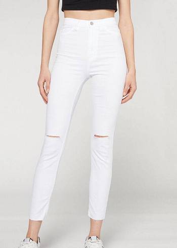 Jeans Calzedonia High-Cintura Flaco Mujer Blancas | CO1589YU