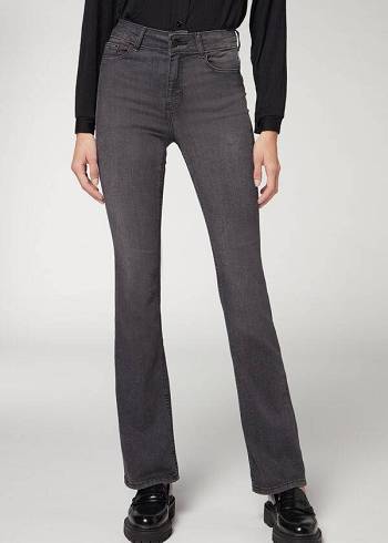 Jeans Calzedonia Super Flex Denim High Cintura Bootcut Mujer Gris | CO1578XF