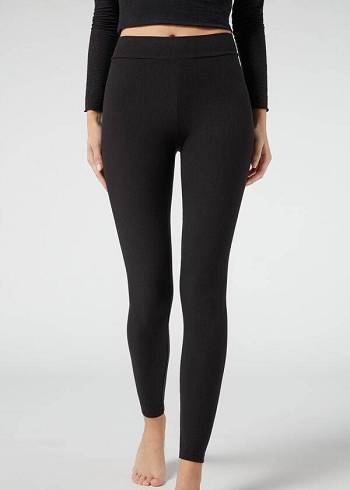 Leggins Calzedonia Acanalado with Cashmere Mujer Negras | CO1516AP