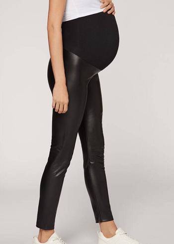 Leggins Calzedonia Coated Thermal Maternity Mujer Negras | CO1561RW