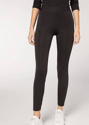 Leggins Calzedonia Double Faced Plush Mujer Negras | CO1549KI