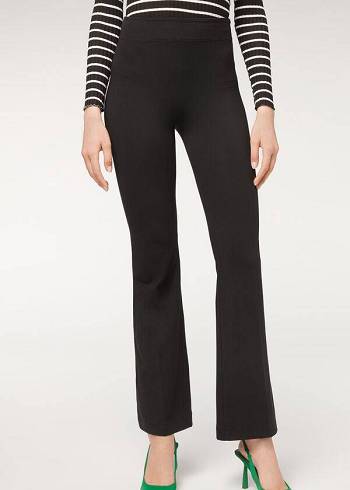 Leggins Calzedonia Flared in Supima Ultra Light Algodon Mujer Negras | CO1537YU