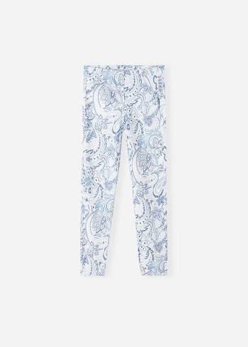 Leggins Calzedonia Paisley-Print Denim Niños Blancas Azules | CO1055KI